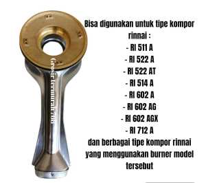 Termurah !!! Cerobong Pendek Bahan Stainles + Burner Besar Great A 1set Kompor Gas Rinnai RI 511 A / RI 514 A / RI 522 A / RI 522 AT / RI 602 A / RI 602 AG / RI 602 AGX / RI 712 A