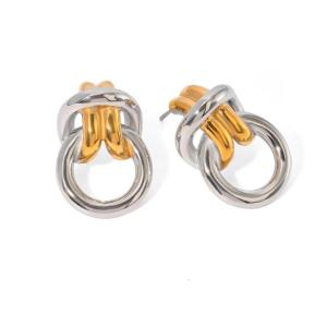 Elegant Geometric Dangle Earrings for Women Multi Layer Round Drop Designs in Silver and Gold Perfect for Any Occasion