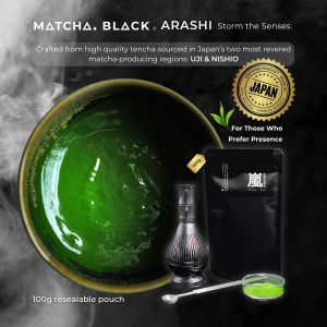 MATCHA.BLACK: ARASHI Matcha 100g/30g - Matcha Powder for Matcha Latte & Frappe - Uji Matcha & Nishio Matcha Powder Japan Matcha Tea Powder Green Tea