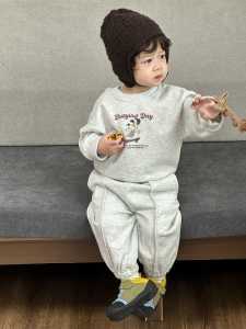 Childrens Letter Print Sweatshirt Two-Piece Set for Autumn 2025 Korean-style childrens clothing boys suits for autumn baby wear