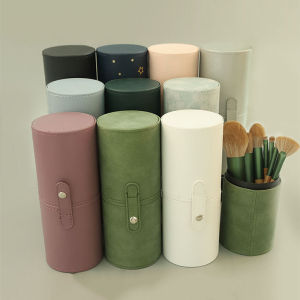PU Leather Makeup Brush Bucket Portable Travel Cosmetic Bag Multi-Function Dust-Proof Waterproof Makeup Brush Cylinder2026
