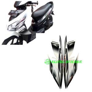 STIKER STRIPING LIS LES BODY MOTOR HONDA VARIO CW 110 TAHUN 2006 WARNA HITAM-PUTIH 1SET STANDAR
