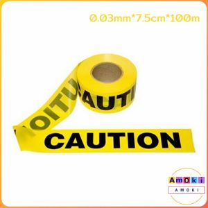 Amoki Caution Tape (Non-Adhesive) Isolated Barricade Yellow and Red Danger Warning Tape 100m/roll
