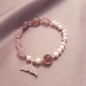 New Natural Baroque Pearl Bracelet for Women Exquisite Micro-Inlaid Mermaid Tail Natural Stone Bracelet Popular Internet Celebrity Jewelry