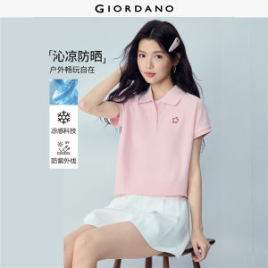 Giordano Beau Monde Women Cool-touch anti-UV embroidered polo shirt Free Shipping 13316392