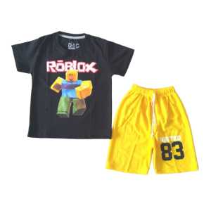 Setelan Baju Anak Laki Laki D&C RBX Hitam Celana Boxer Kuning Usia 2-10 tahun / Pakaian Anak Cowok