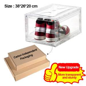 Transparent Acrylic Sneaker Shoes Rack Cabinet. Magnetic Clear and Stackable Organizer with Large Space for Storage. Keep Your Shoes Neat and Visible#XH002#XH009