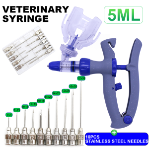 Poultry Continuous Injector with Scale Adjustable Liquid Feeding with Needles 1ml/2ml/5ml for Farm Animal