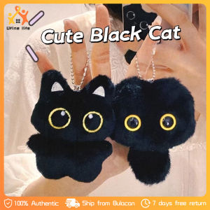 Black Cute Kitten Plush Doll Plush Cat Doll Keyring Black Desktop Decorations Dolls Pendant Gift Cartoon Cat Keychain