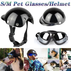 Pet Motorcycle Helmet With Sunglasses Pet Toy Hat Dog/Cat Head Protection Adjustable