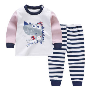 [0-6Y] KS BABY - CREATIVE 2pc/ Pajama Set Baju Tidur & Seluar Kids 100% Cotton Pyjamas Long Sleeve Long Pants Baju Lengan Panjang Sleeping Aircon Sejuk Thick Budak Boy Girl Toddler Sleepwear Bayi Lelaki Perempuan Home Wear Kanak Kanak Dino Teddy
