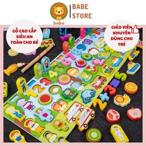 Đồ chơi lắp ghép xếp hình động vật bằng gỗ nổi 3D cho bé Montessori giáo dục sớm thông minh trí tuệ 7 trong 1 BABE STORE
