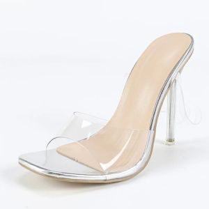 Liyke PVC Transparent Sandals For Women Summer Fashion Square Open Toe Perspex Clear High Heels Female Shoes Sandal Size 35-422026