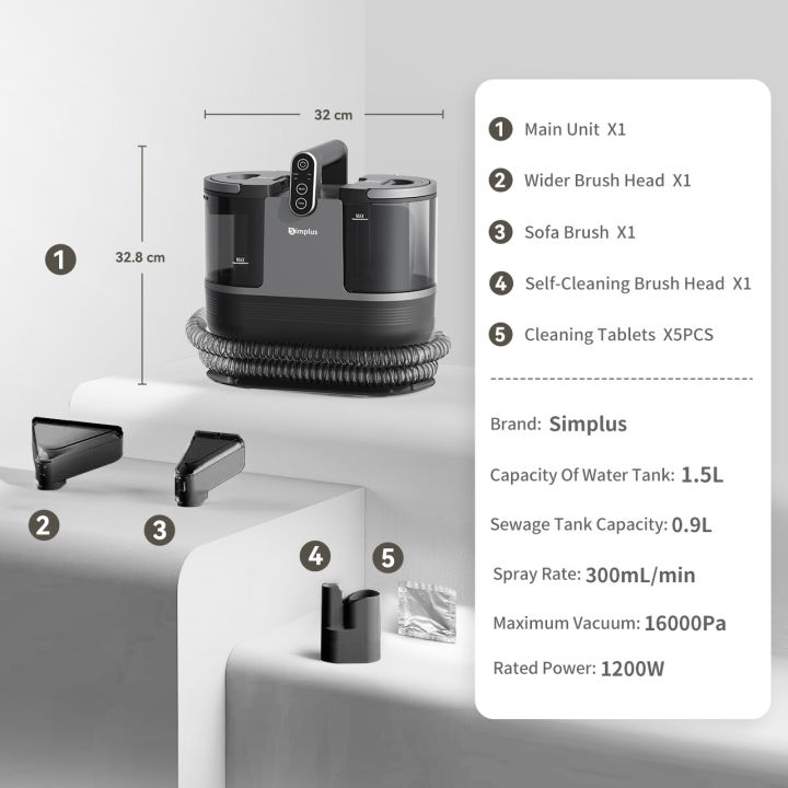 [New Launch] Simplus Spot & Fabric Cleaner 100℃ Steam + 65℃ Hot Water 1 ...