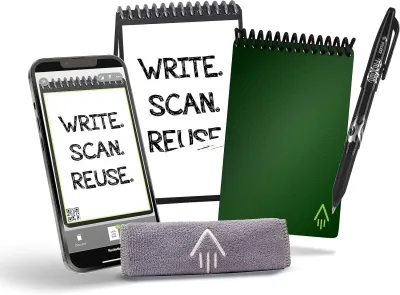 Rocketbook Mini - Smart Reusable Notebook - Eco-Friendly Notebook with 1 Pilot Frixion Pen & 1 Microfiber Cloth