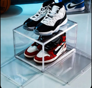 【Fans Tone】Acrylic Clear Premium Large Shoe Box Organizer Sneaker Storage Box Sports Shoe Storage Organizer Shoe Display Box Boots Storage Box Aj Box