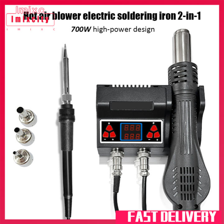 Imixcity 24V Soldering Iron Station 2in1, Hot Air Rework Blower And