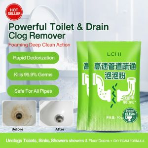 【5-Second Anti-Clogging Dissolving Agent】High-Speed Pipe Unclogging Bubble Powder Toilet and Kitchen Sewer Unclogging Powder Deodorizing and Antibacterial High-Speed Pipe Unclogging Bubble Powder