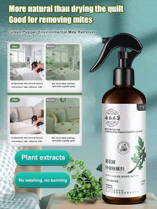 🔥Hot Sale🔥Green Pepper Spray Sunless Ect Repellent Household Spray Green Pepper Natural Dust Mite Spray Killer For Bedding Mattress Furniture Carpet Cleaning Safe For Babies Pets No Washing Needed Dust Mite Spray  Mite Control Spray