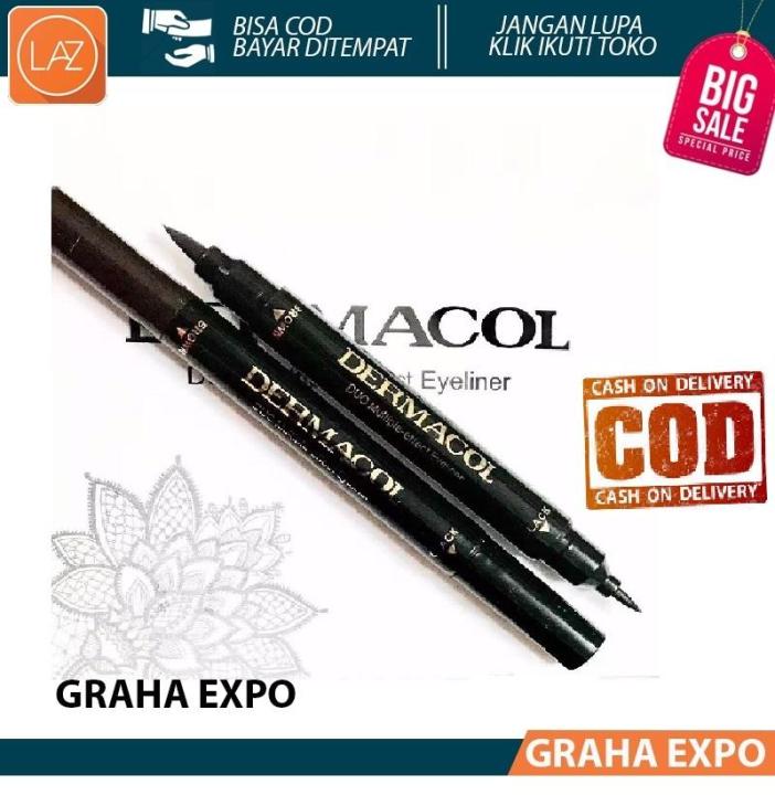 Dermacol Eyeliner Duo Multiple Effect Black and Brown Eye Liner Garis Mata Hitam dan Coklat Laz COD Graha Expo
