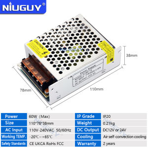 60W Biến Áp Nguồn Cung Cấp Điện LED DC24V/12V Bộ Điều Khiển Led AC110V-220V ToDC 12V 60W Cho Dải Đèn Led CCTV