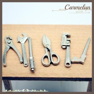 [Carmelun] 6Pcs 1:12 Dollhouse Mini Alloy Adjustable Wrench Pliers Tools Set Miniature Repair Model Scene Props Doll House Decor Toys Gift