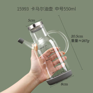 550ml/750ml Glass Oil Dispenser Bottle Scale with Stainless Steel Lid and Vinegar Bottles for Kitchen Cooking Container