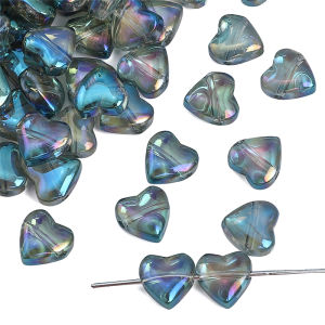 10pcs Crystal Glass Heart Beads Loose Spacer Beads for Bracelet Earring Necklace DIY Jewelry Making