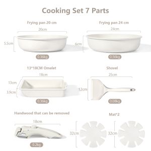 Ceramic non-stick cookware with removable handle for all stoves PFOA-free(7 pcs)