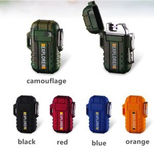 Outdoor Waterproof USB Electric Lighter Windproof Dual Arc Plasma Lighters Smoking Accessories BBQ Candle lighter for Explorer
