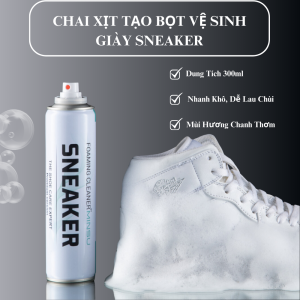 Chai Xịt Vệ Sinh Giày Sneaker Bọt Tuyết Giặt Khô Siêu Tốc Bảo Vệ Giày Không Bị Ố Vàng Phai Màu Dung Tích 300ml
