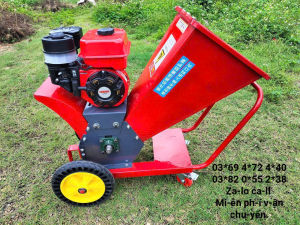 Máy băm cành cây băm thân cây ngô cỏ voi băm tàu dừa chạy xăng - Có bánh xe di chuyển tiện lợi