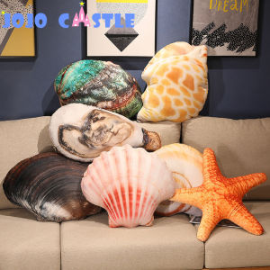 JOJO CASTLE Real Life Conch Shell Starfish Abalone Oyster Plush Pillow Stuffed Simulation Marine Ocean Animals Funny Toy Creative Room Decor 仿真抱枕