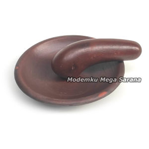 Cobek Tanah Liat Cowek Coek Coet Cowet + Ulekan Munthu Ulegan - 19 cm