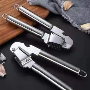 2 in 1 Professional Kitchen Garlic Press Pressure Meshed Stainless Steel Garlic Device with Can Opener