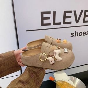 [Free Shipping] Cute Cartoon Pony Design~ Thick-Soled WomenS 2026 New Style Closed-Toe Half-Slipper Clogs For Outdoor Wear With 5Cm Inner Height Increase