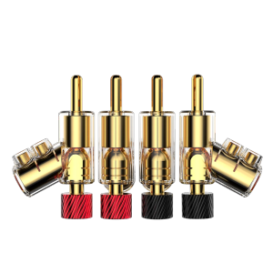 4pcs/Set High Performance 24K Gold Plated Rhodium Plated Audio Banana Connectors 45Dgree Locking Connector Speaker Cable HIFI