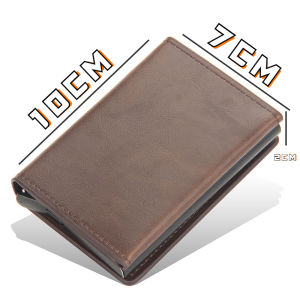 Quick Access Slim RFID Slim Trifold Card Clip Wallet Holder Credit Automatic Cartridge Case Triple Folding Design Plain Style Small Wallet Anti Magnetic Business Security Purse Metal Aluminum Shell Slide Out OP
