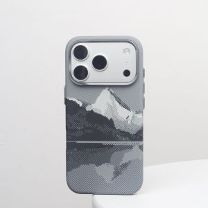 Carbon Mountain Abstract Case For iPhone 17 Pro Max 16 Pro 15 Mangetic Alloy Camera Lens Frame For Magsafe Hard Back Cover Coque