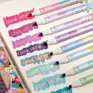 ปากกามาร์กเกอร์ไฮไลท์ แบบสองหัว จุของได้เยอะ สีแคนดี้ แบบสร้างสรรค์ สําหรับตกแต่งสมุดภาพ DIY จํานวน 6 ชิ้น