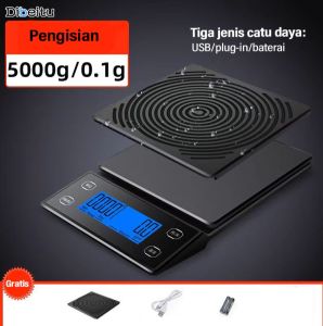 Scales Kopi Digital Presisi Tinggi 5KG/0.1GR dengan Timer dan Bantalan Silikon Tahan Panas