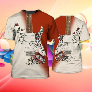 Funny Guitar Cosplay T-shirt Mens Fashion Party Personality Pullover Top 3D Printed Music Cool Pattern Harajuku Trendy Tee Tops