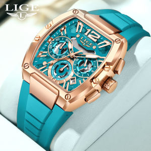 LIGE Original Fashion Men Watches Sport Military Chronograph Calendar Silicone Strap Quartz Wristwatch