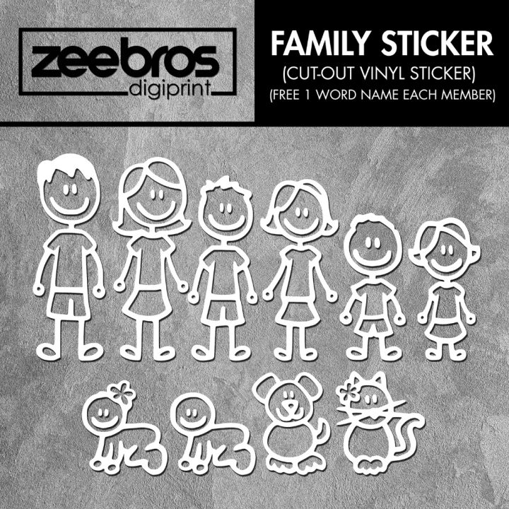 FAMILY CAR STICKER (Car Decals Stick Figure Sticker Free Name) - ZEE