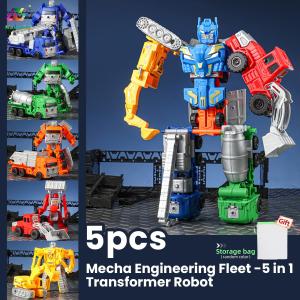 5ชิ้นโมเดลโมเดลโมเดล5in1หุ่นยนต์ของเล่นรถก่อสร้างของเล่นเพื่อการศึกษาปฐมวัยสำหรับเด็กของขวัญวันเกิดคริสต์มาสปีใหม่วัยเด็กผู้ชายเด็กผู้หญิงหัดเดิน5ชิ้น