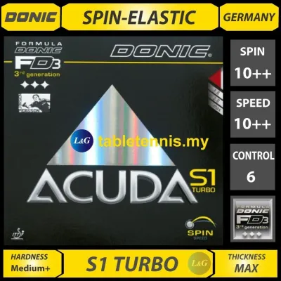 Donic Acuda S1 Turbo Spin Elastic Table Tennis Rubber Getah Ping Pong Made In Germany ITTF Approved