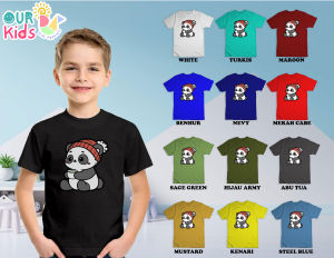 KAOS LENGAN PENDEK UNTUK ANAK DENGAN TEMA PANDA-GREEN-TEA BAHAN TEBAL DAN TIDAK PANAS