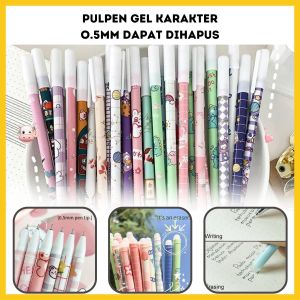 Pulpen Gel Karakter Dapat Dihapus 0.5mm / Pena Alat Tulis Sekolah Kantor Bullet Tip ink Erasable Pen Ballpoint Perlengkapan Menulis Anak Bolpen Jel Ajaib Motif Unik Lucu Pelajar Kantoran Balpoin Alat Tulis Kado Hadiah - GP Mall