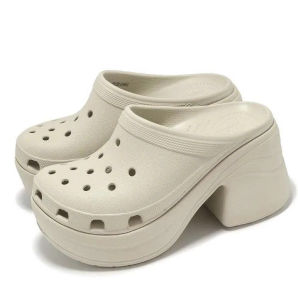 Giày sục crocs chuẩn xịn chống hôi chân nhựa tế bào êm mềm siêu bền đi mưa lội nước đi biển Crocs Siren đế cao 9cm cực kỳ hack dáng cho nữ màu kem