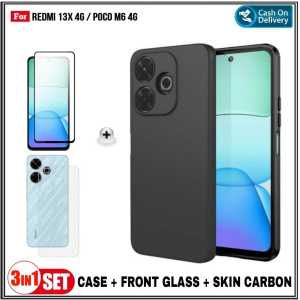 Paket 3IN1 Full Case Xiaomi Redmi 13X 4G 12 4G 2023 9 4G 2020 Soft Case Casing Slim Matte Free TG Layar + Garskin